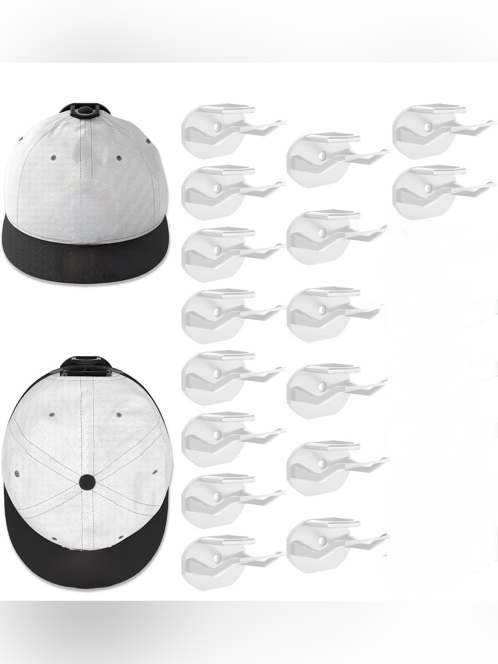 Hat Hooks/Mounts 16 Pack 3M Adhesive (White)
